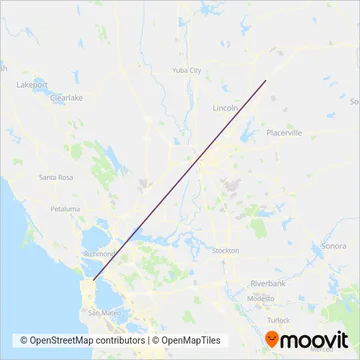 Mapa del área de cobertura de Capitol Corridor (Autobús)