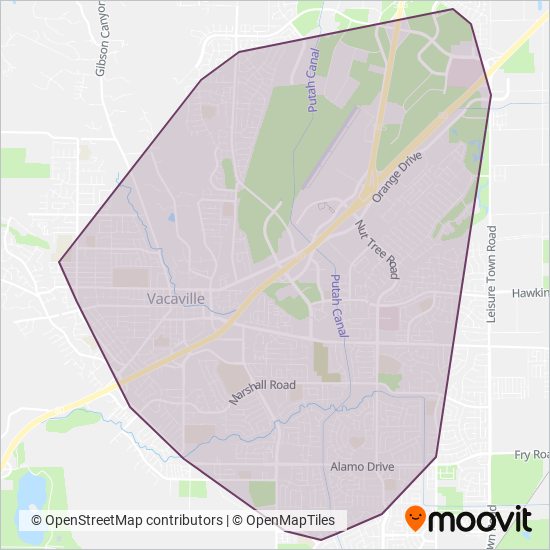 Vacaville City Coach coverage area map
