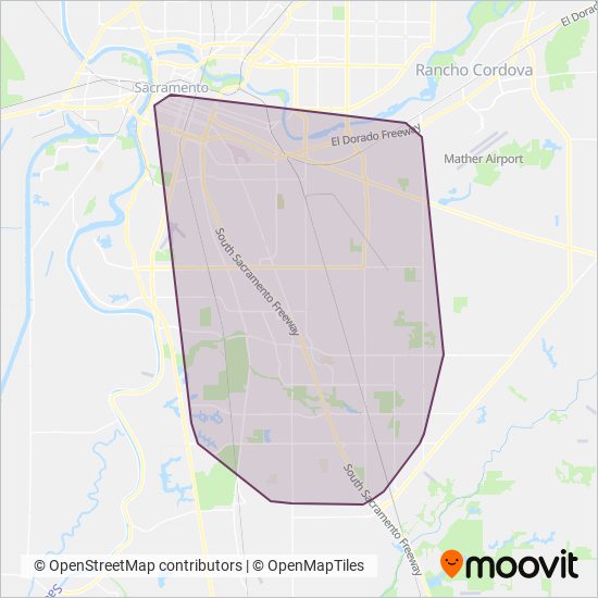 Elk Grove Transit (e-tran) coverage area map