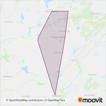 Mapa del área de cobertura de Nevada County Connects