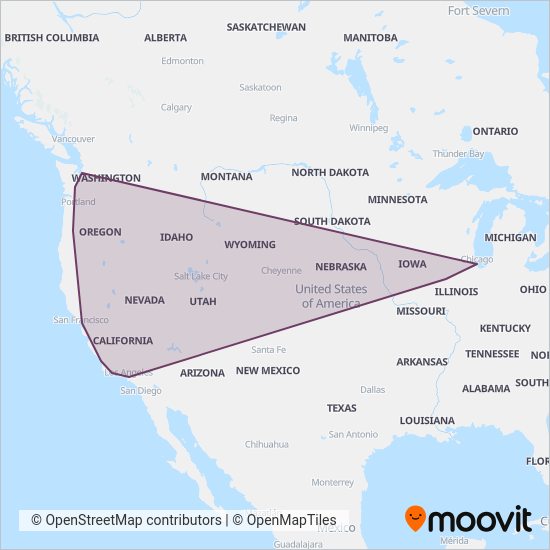 Amtrak coverage area map