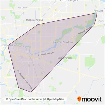 SacRT (Tram) coverage area map