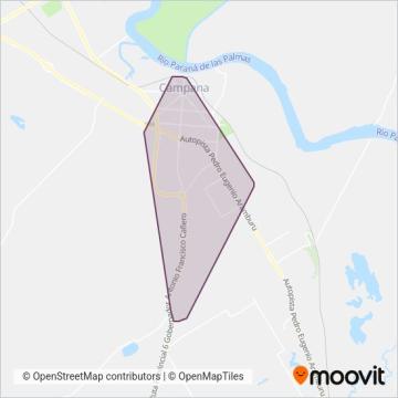 Mapa del área de cobertura de Cooperativa 3 de Julio