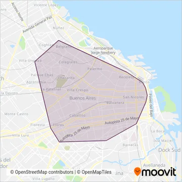 Subte de Buenos Aires (Subway) coverage area map