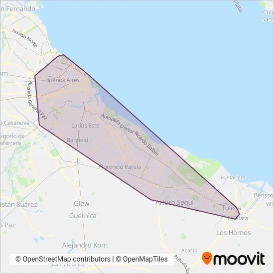 Mapa del área de cobertura de Misión Buenos Aires (ex Grupo plaza)