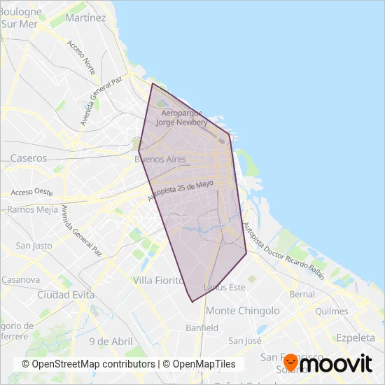 Micro Ómnibus 45 S.A. coverage area map