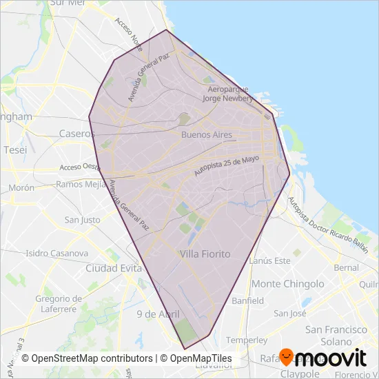 Transporte Larrazábal coverage area map