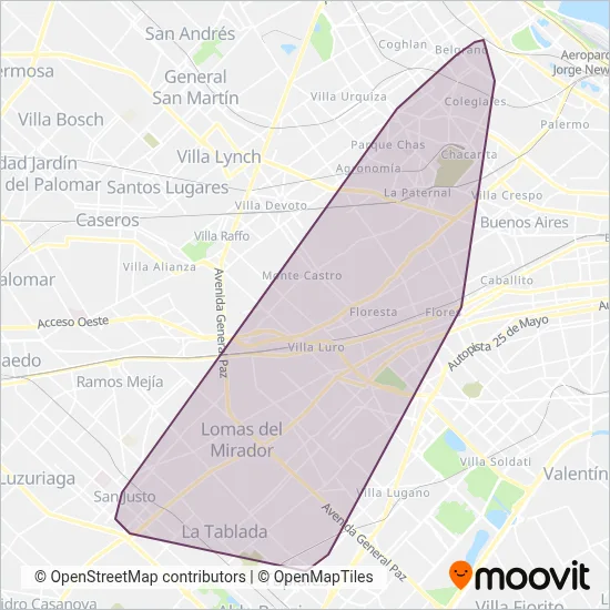 Bernardino Rivadavia S.A.T.A. coverage area map