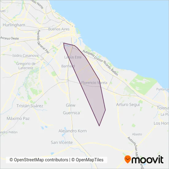 Microomnibus La Colorada S.A.C.I. coverage area map