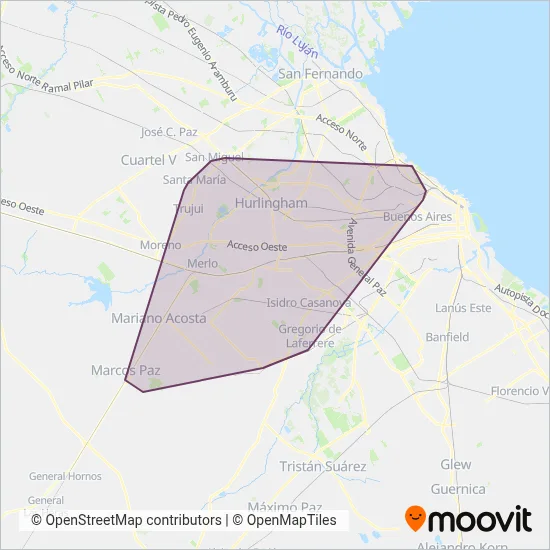 Empresa Línea 216 S.A.T. coverage area map