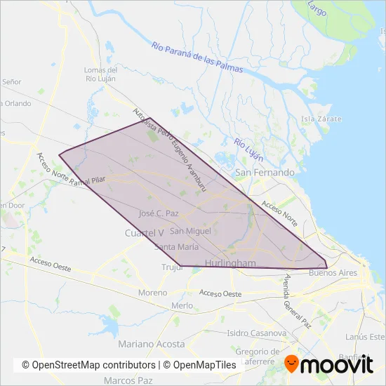 Expreso General Sarmiento S.A. coverage area map