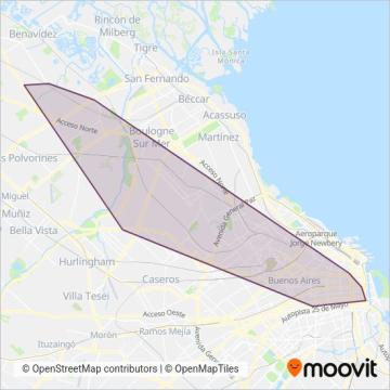 Mapa del área de cobertura de Los Constituyentes