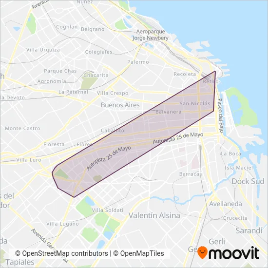 Transportes Automotores 12 de Octubre coverage area map