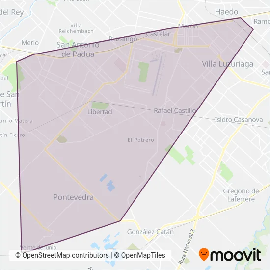 Transportes Unidos de Merlo coverage area map