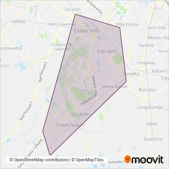 Expreso Esteban Echeverria coverage area map