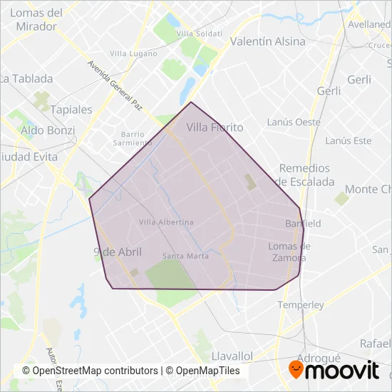 Grupo Autobuses Buenos Aires coverage area map