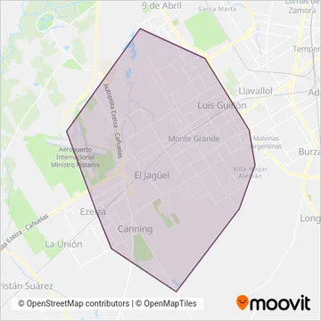 Empresa Monte Grande S.A. - Línea 501 coverage area map
