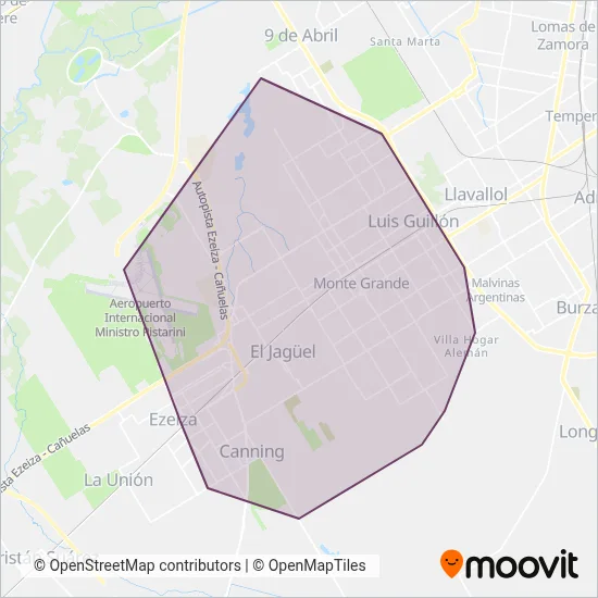 Empresa Monte Grande S.A. - Línea 501 coverage area map