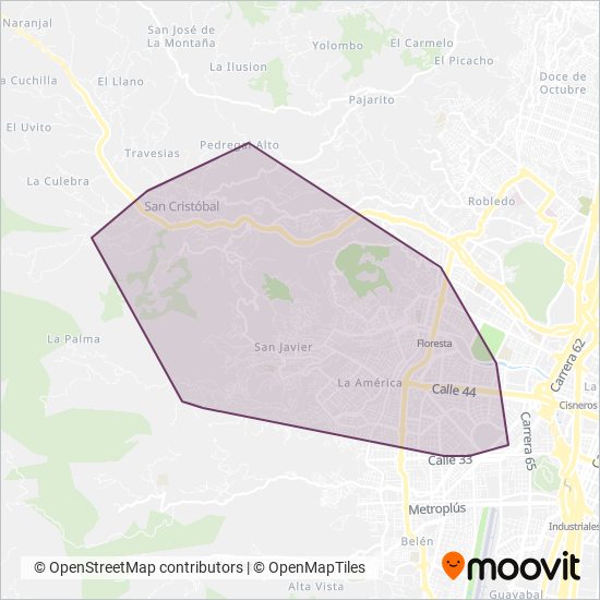 Mapa del área de cobertura de Rutas Integradas (Cuenca 8A)