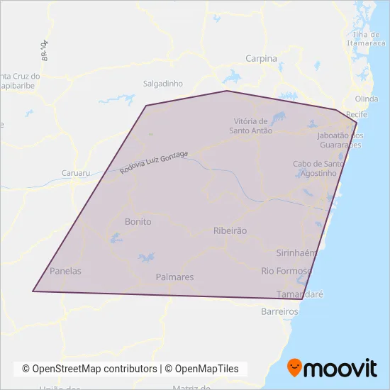 Rodoviária Borborema coverage area map