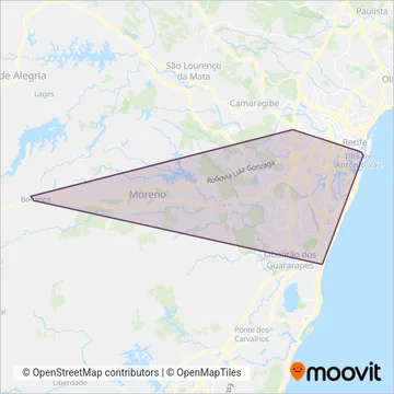 Mapa da área de cobertura da TIP