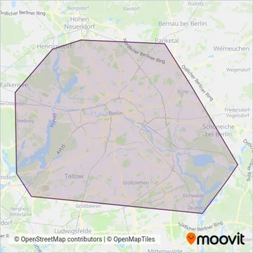 Berliner Verkehrsbetriebe coverage area map
