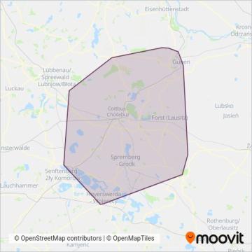 Схема покрытия компании Cottbusverkehr (Автобус)