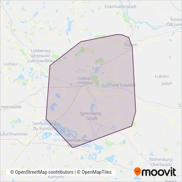Схема покрытия компании Cottbusverkehr (Автобус)