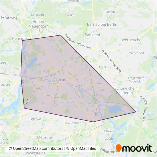 S-Bahn-Bus coverage area map