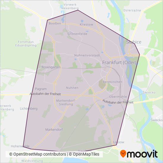 Stadtverkehrsgesellschaft mbH Frankfurt (Oder) coverage area map
