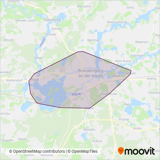 Verkehrsbetriebe Brandenburg coverage area map