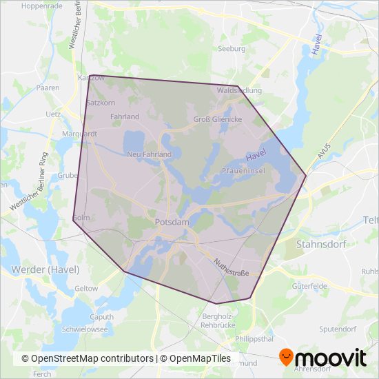 Verkehrsverbund Potsdam coverage area map