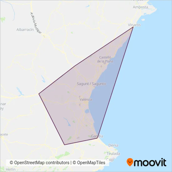 Renfe Cercanias (Rail) coverage area map