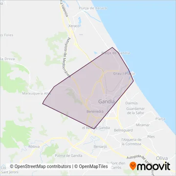 Real de Gandia – Platja de Gandia coverage area map