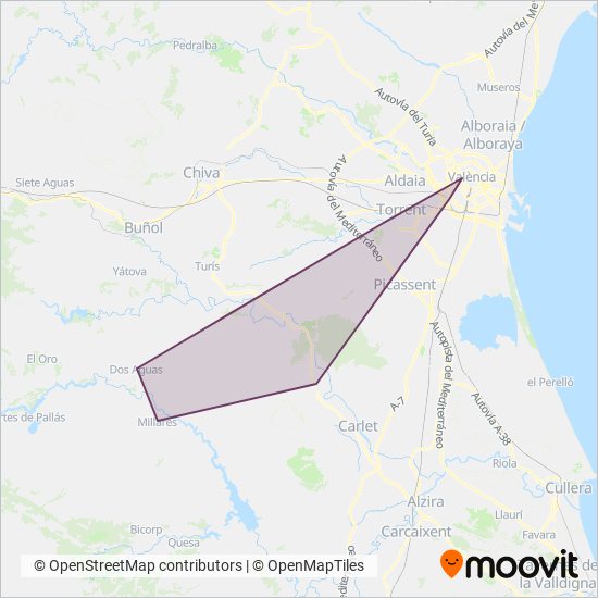 Millares - Valencia per Torrent coverage area map