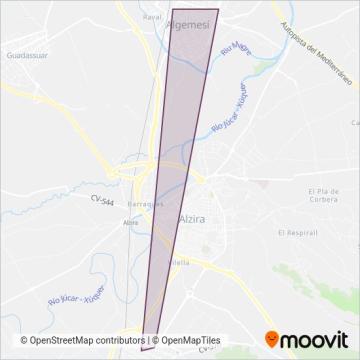 Mapa del área de cobertura de Carcaixent - Algemesí