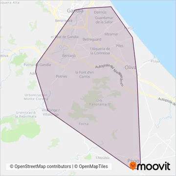 Villalonga – Oliva – Gandia coverage area map