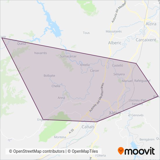 Xàtiva Nord coverage area map