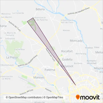 Àrea Metropolitana de València Nord-Oest coverage area map