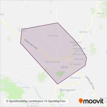 Cobertura del mapa de Transport urbà de Llíria
