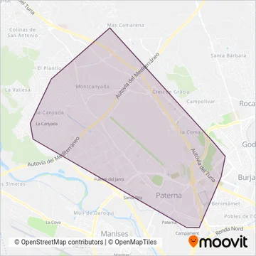 Transport urbà de Paterna (PaternaBus) coverage area map