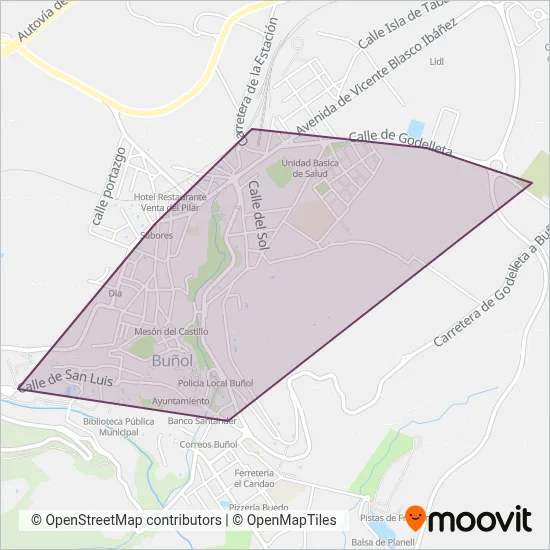 Mapa del área de cobertura de Transport urbà de Buñol