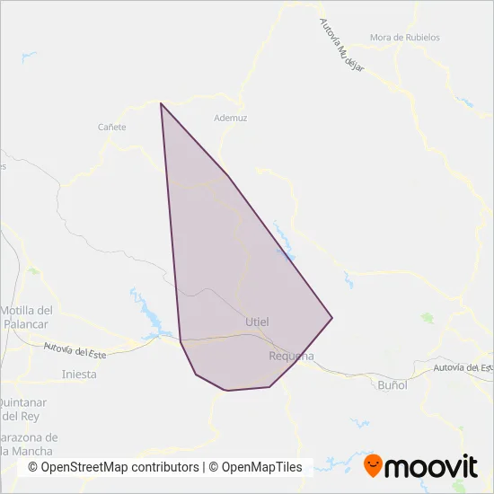 Mapa del área de cobertura de Utiel - Requena