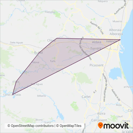 La Hoya de Buñol - València coverage area map
