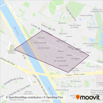 Transport urbá de Mislata coverage area map