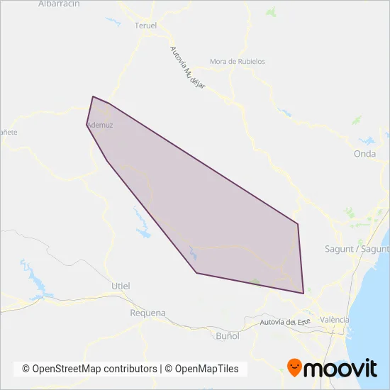 Mapa del área de cobertura de La Serranía - València