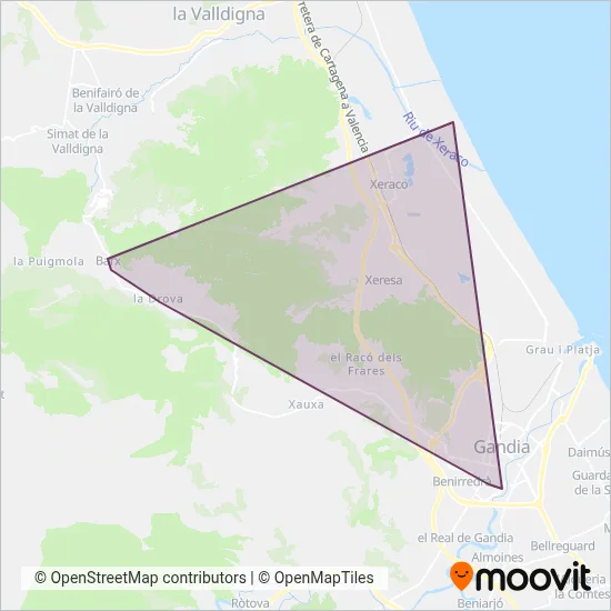 Barx/Xeraco - Gandia coverage area map
