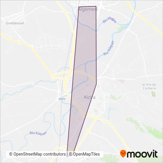 Carcaixent - Alzira - Algemesí coverage area map