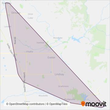 Tulare County Regional Transit Agency coverage area map