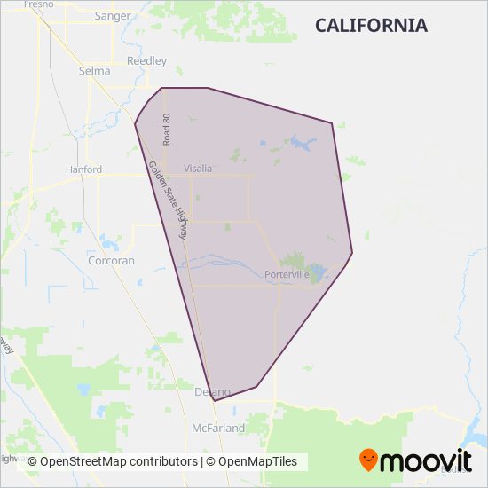 Tulare County Area Transit (TCAT) coverage area map